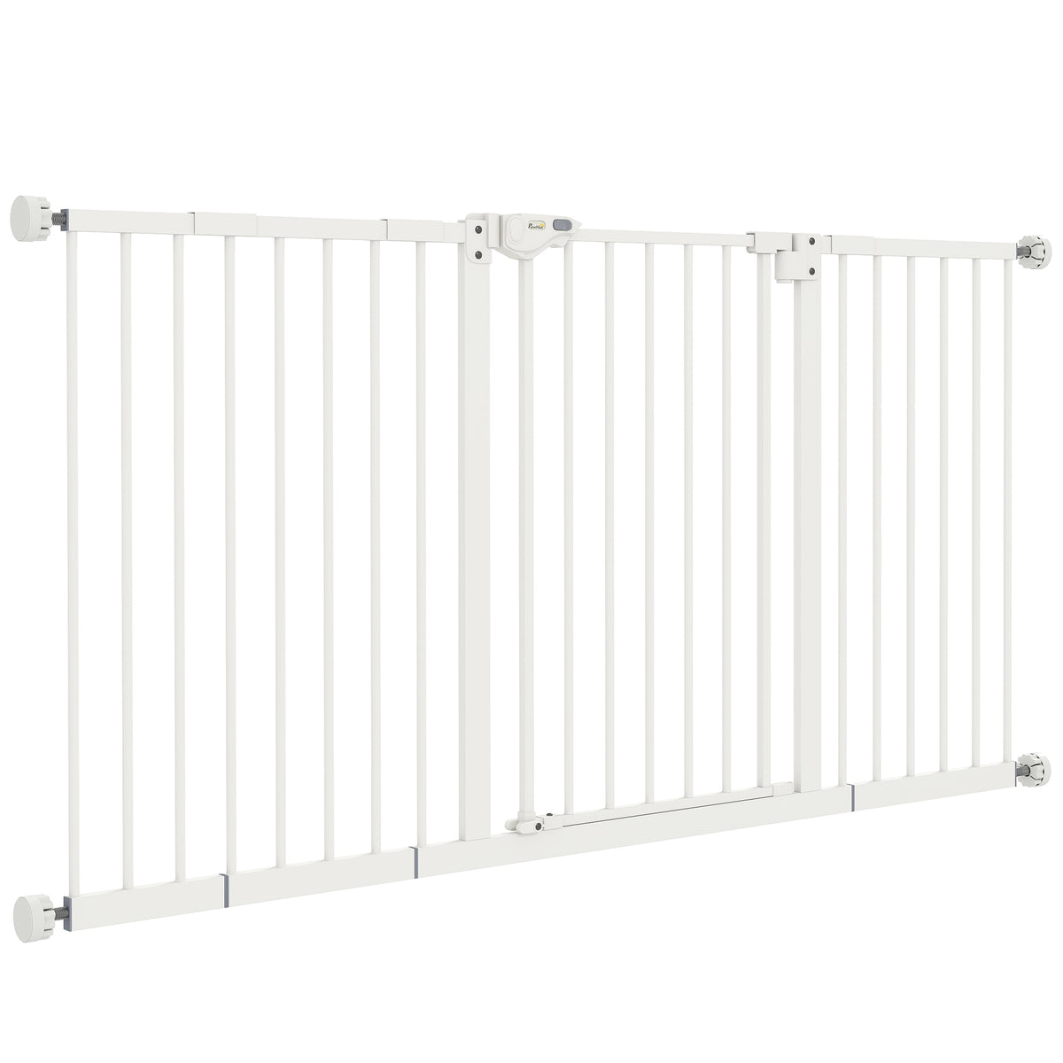 PawHut Hunde-Absperrgitter, erweiterbar, Klemmmontage, Metall, 136x76cm, Weiß