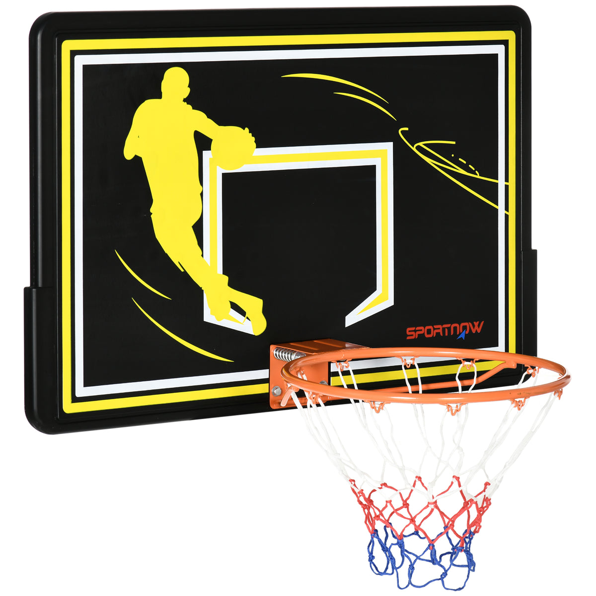 SPORTNOW Wand-Basketballkorb Outdoor-Basketballkorb unzerbrechliches Brett reißfestes Netz 110 x 90 x 70 cm Schwarz