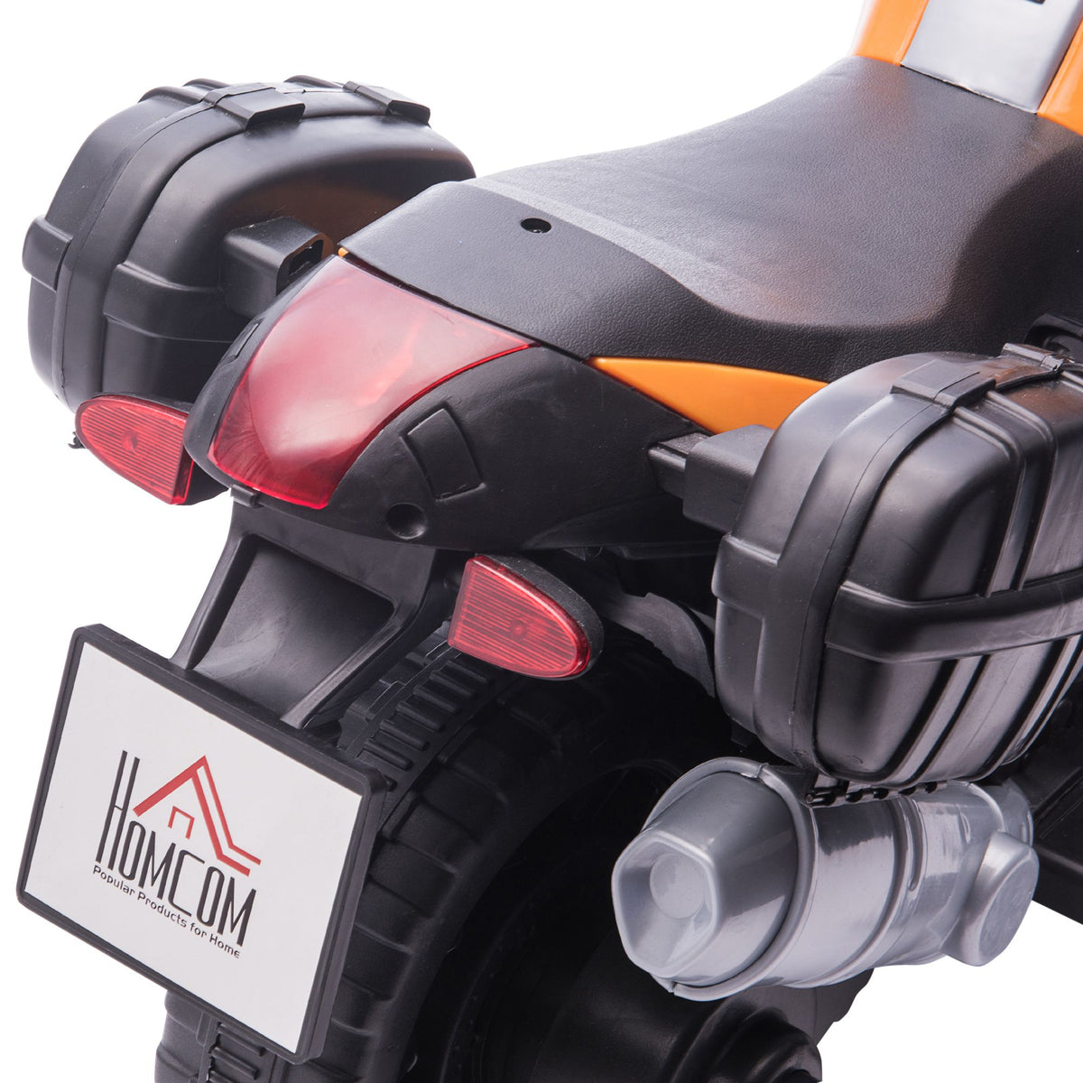 HOMCOM Elektromotorrad für Kinder 18-48 Monate mit Lichtern und Hupe, aus PP und Metall, 88,5x42,5x49 cm, Orange