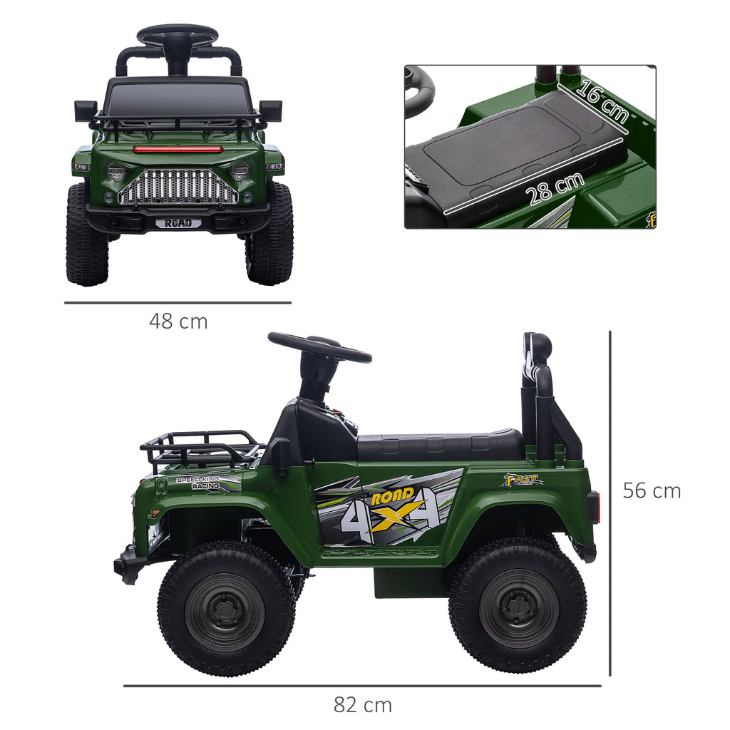 HOMCOM Elektrisches 4x4 Kinderfahrzeug mit Stauraum Geschwindigkeit 3 km/h LED-Scheinwerfer Hupe Musik 3-5 Jahre