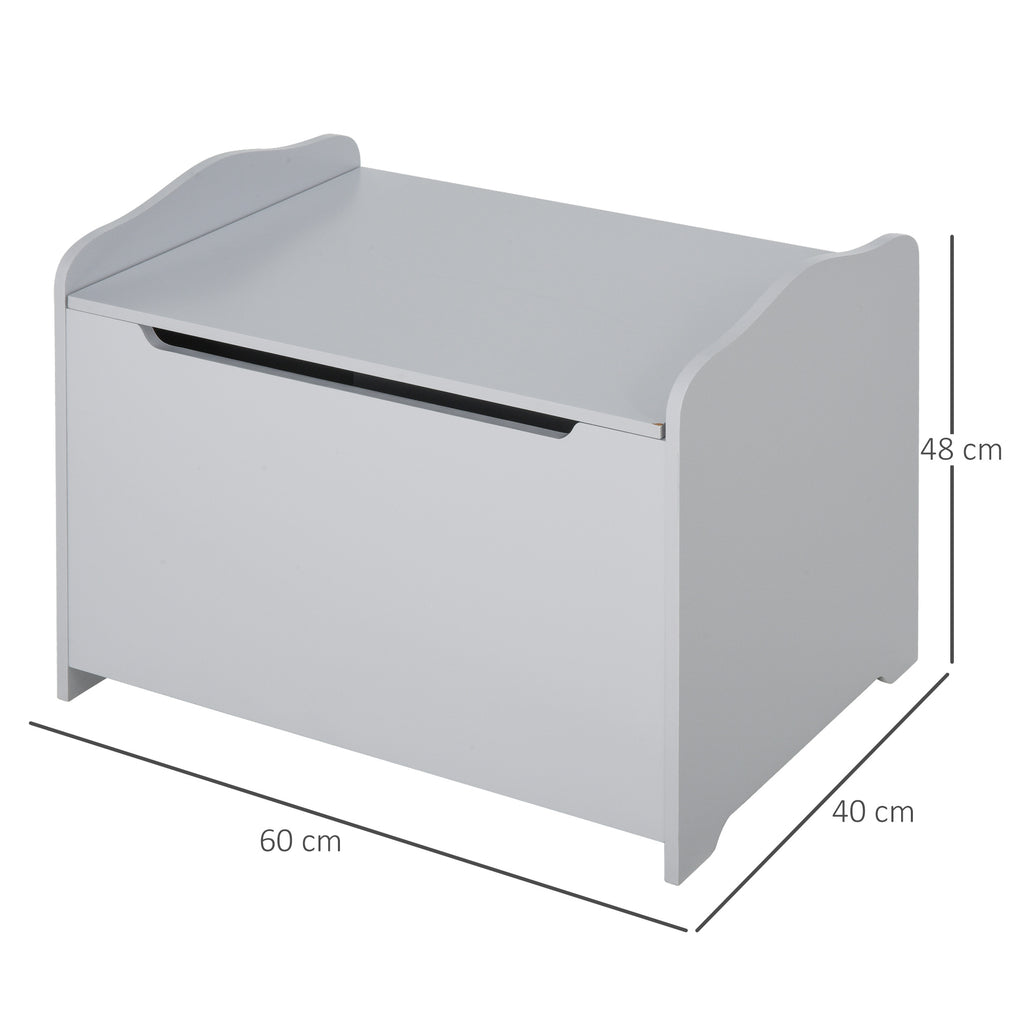 HOMCOM Spielzeugkasten für Kinder Aufbewahrungsbox Truhe 60L x 40B x 48H cm pneumatischer Abstützstand MDF Grau