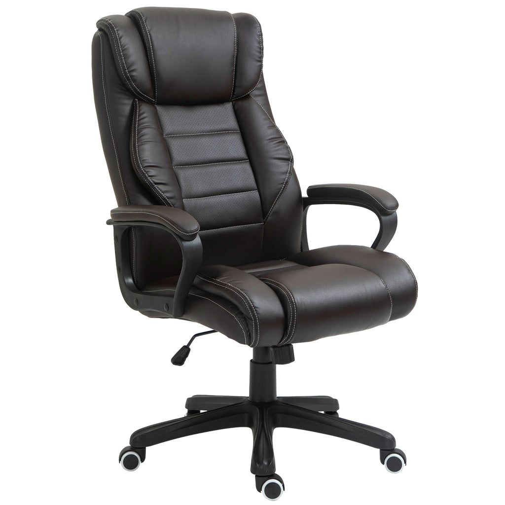 Vinsetto Bürostuhl mit Massagefunktion, höhenverstellbarer Chefsessel, ergonomischer Drehstuhl, 6 Vibrationspunkte, Braun