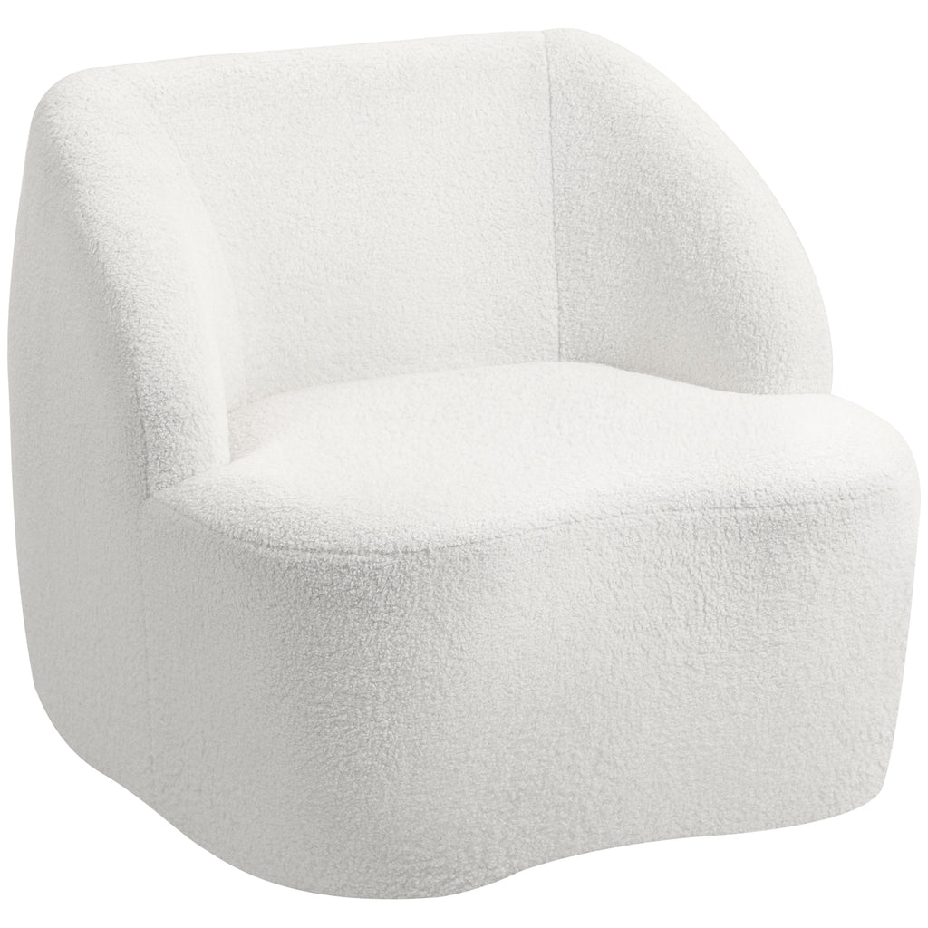 HOMCOM Moderner Sessel mit Fleece-Polsterung, kuscheliger Polstersessel für Wohnzimmer, Schlafzimmer, Homeoffice, Cremeweiß
