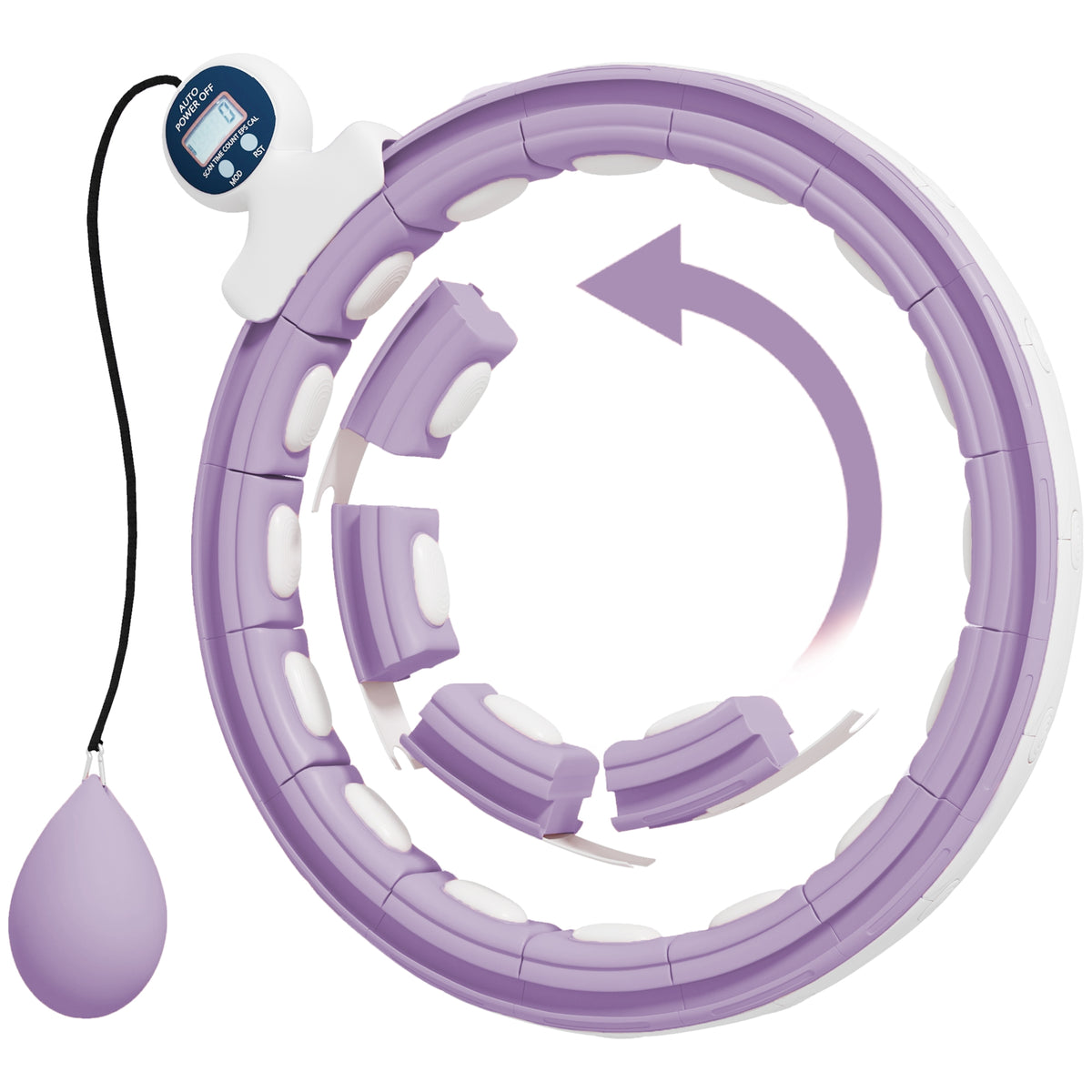 SPORTNOW Smart Hula Hoop Reifen Erwachsene mit Gewicht Kugel Zähler 16 Knoten (76-113cm) Violett