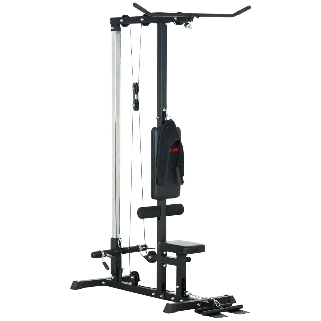 SPORTNOW Kraftstation für Zuhause, Ruderzüge, ohne Gewichte, Fitnessgerät für Zuhause, Stahl, Kunstleder, Schwarz