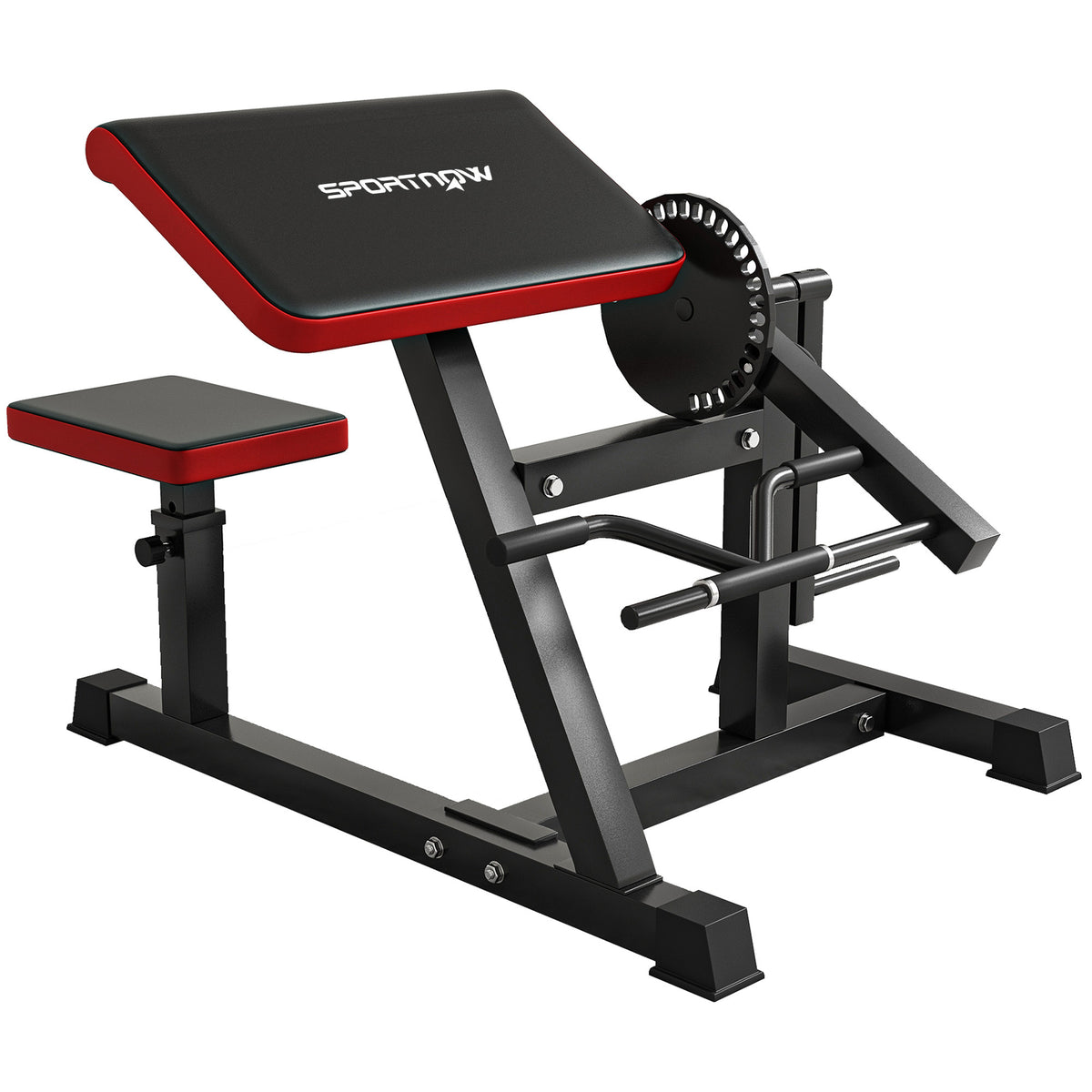 SPORTNOW Curlbank & Trizeps-Extension, 5 Sitzverstellungen, 25 Winkel, Stahl & Kunstleder, Schwarz