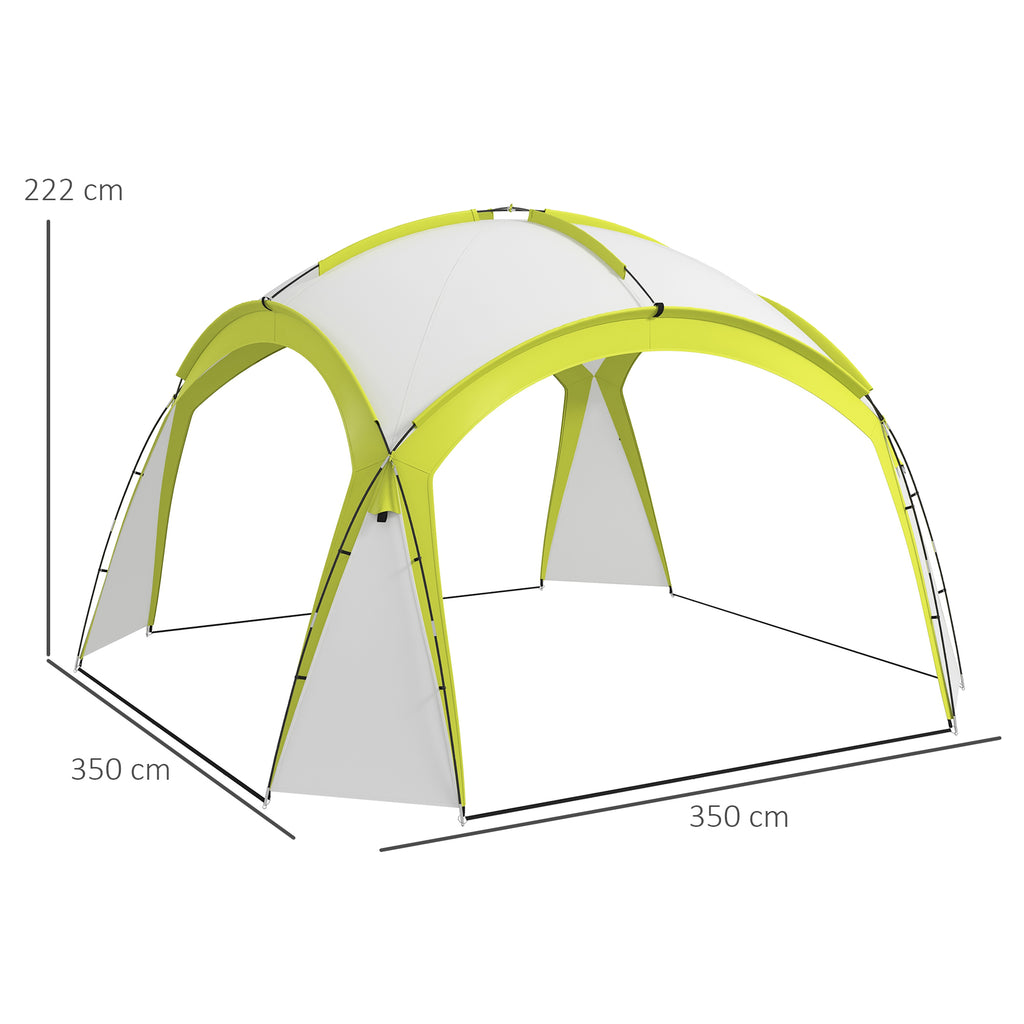 Outsunny Event Shelter 3,5 x 3,5m Pavillon mit Haken Tür Wasserabweisend winterfest Gartenpavillon Grün