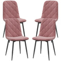 HOMCOM Esszimmerstühle 4er Set Küchenstuhl mit Rückenlehne, Samtoptik, Sessel 45 x 54 x 87 cm Rosa