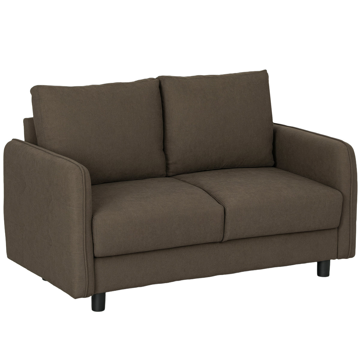 HOMCOM Zweisitzer-Sofa mit Stauraum, Polstersofa in Samtoptik mit Rückenkissen für Wohnzimmer, Schlafzimmer, Büro, Braun