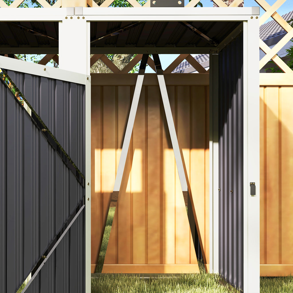 Outsunny Mülltonnenverkleidung für 2 Behälter à 240L, Außenabdeckung für Mülltonnen, 180° Klappdeckel, feuerverzinkter Stahl 73 x 81 x 122 cm, Dunkelgrau