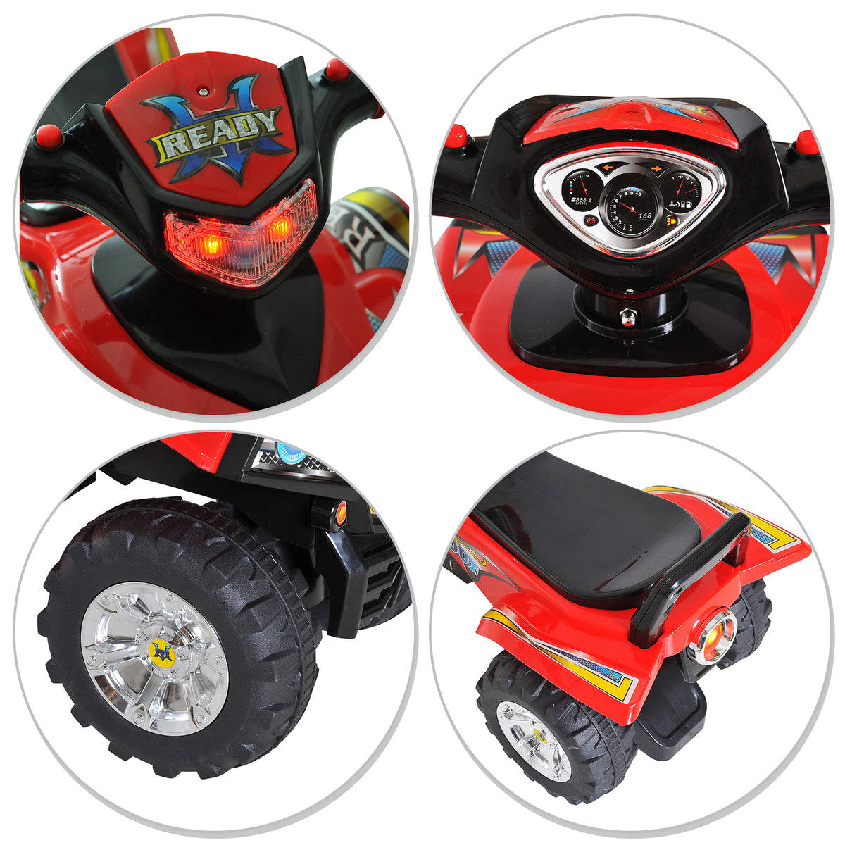 HOMCOM Rutscherauto Rutscherfahrzeug Rutscher Kinder Geländewagen mit Musik Rot L60 x B38 x H42 cm