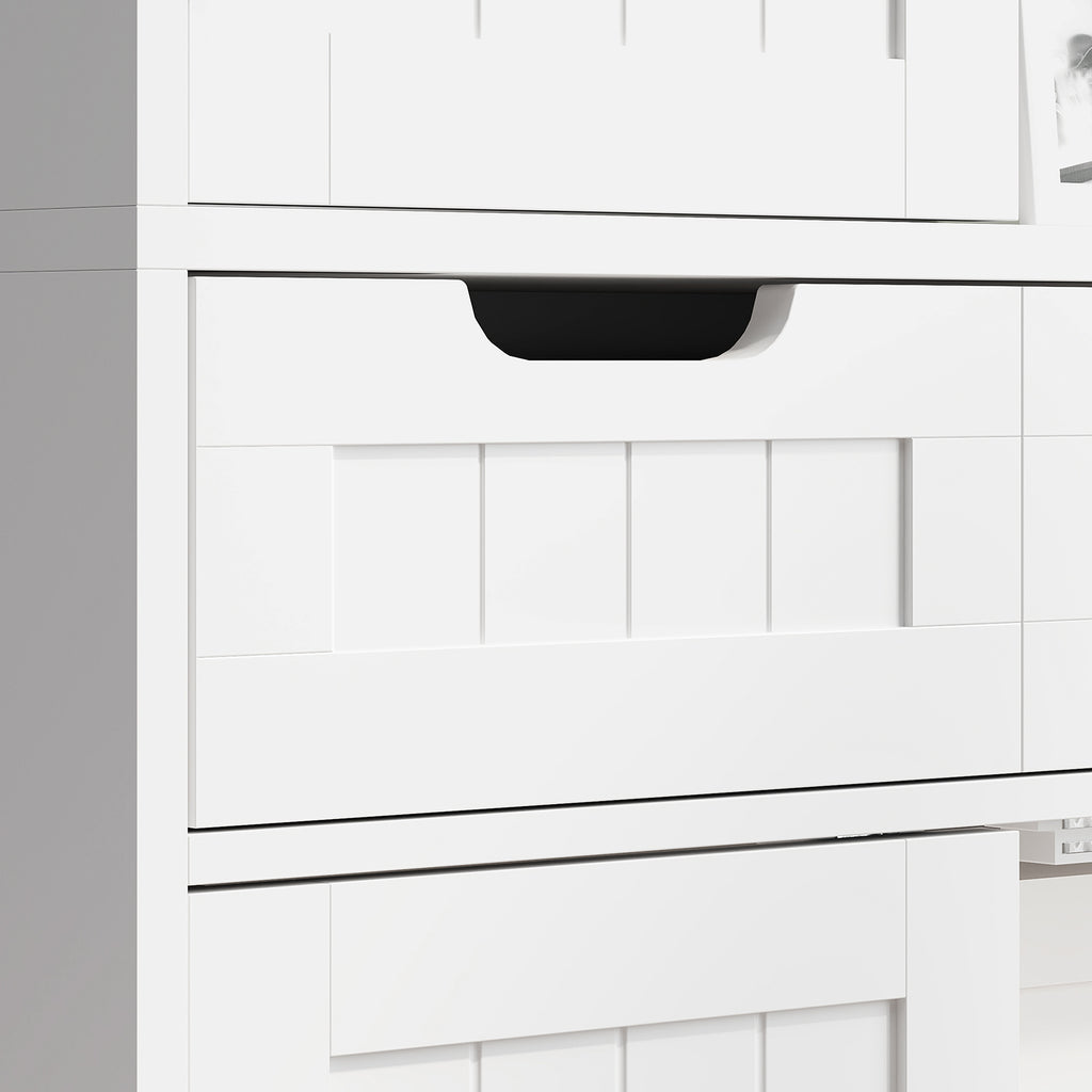 HOMCOM Badezimmerschrank mit Schublade, Türenschrank, verstellbares Regal, 60 x 30 x 160 cm, Weiß