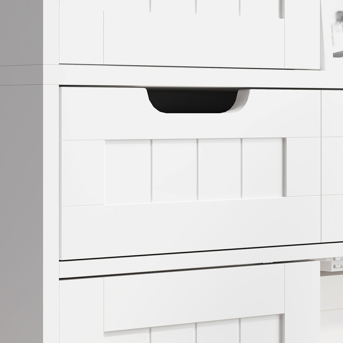 HOMCOM Badezimmerschrank mit Schublade, Türenschrank, verstellbares Regal, 60 x 30 x 160 cm, Weiß
