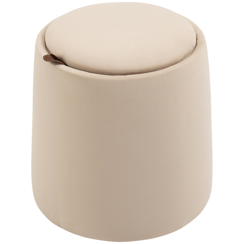 HOMCOM 2-in-1 Hocker in Samtoptik inklusive Stauraum und abnehmbaren Deckel Φ44 cm x 47,5 cm Beige