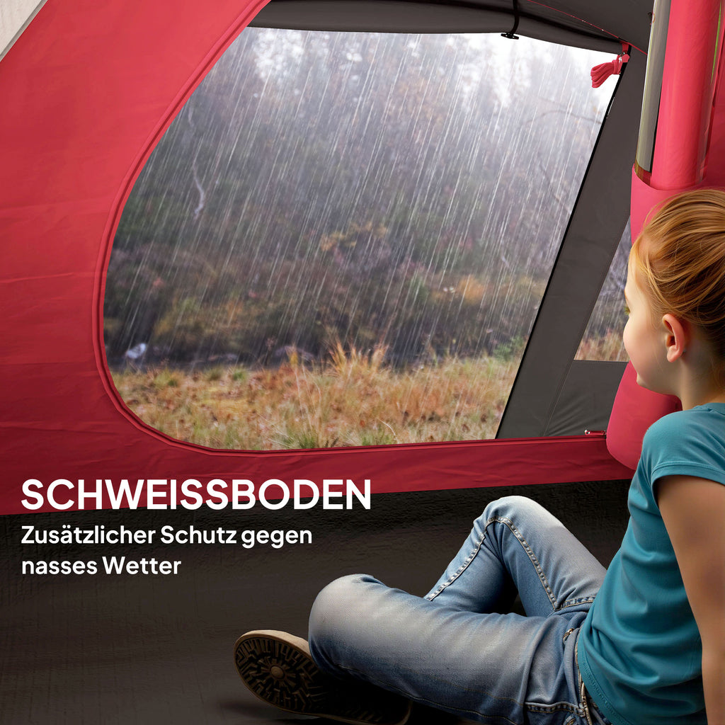 Outsunny Campingzelt für 3 Personen leicht, stabil wasserdicht UV 50+ mit Vordach Tür Fenster, Bodenplane Grau