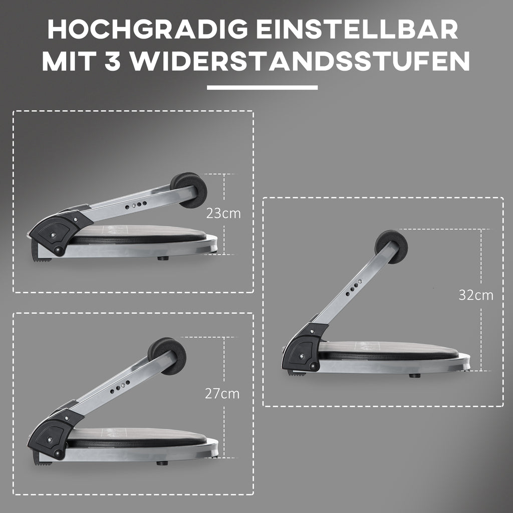 HOMCOM Bauchtrainer, multifunktional, 3 Widerstände, klappbar, leicht gebaut, Stahlrahmen, schwarz, 55 x 42 x 11-32cm