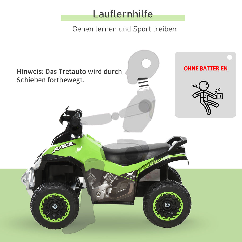 HOMCOM Kinder Rutschauto Tretauto mit Füßen rutschen Kinderauto Kinderfahrzeug für 18-36 Monate Licht Musik Kunststoff Stahl Grün 67,5 x 38 x 44 cm