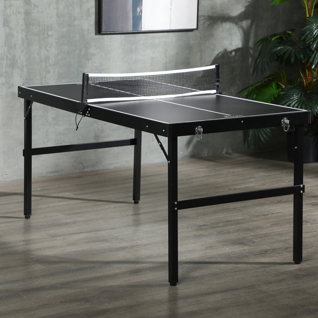 SPORTNOW Tischtennisset, faltbar, Schloss und Griff, Aluminiumrahmen, 152x76x72 cm, Schwarz