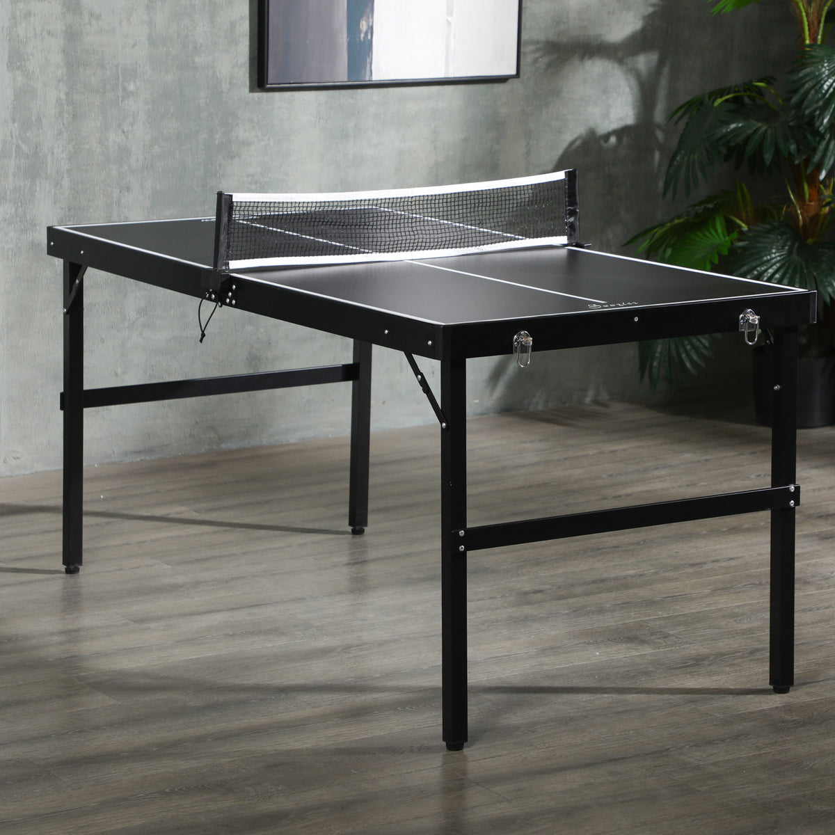 SPORTNOW Tischtennisset, faltbar, Schloss und Griff, Aluminiumrahmen, 152x76x72 cm, Schwarz
