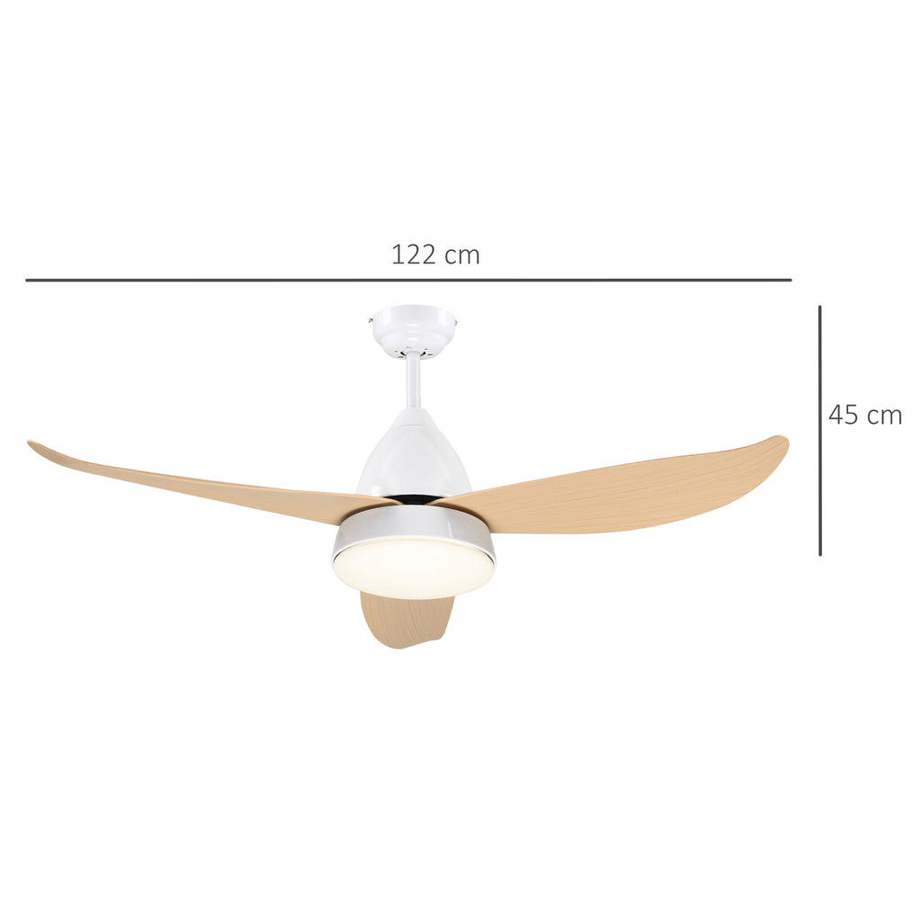 HOMCOM Deckenventilator mit LED-Licht 6 geräuscharme Geschwindigkeiten - Fernbedienung - Durchmesser 122 cm