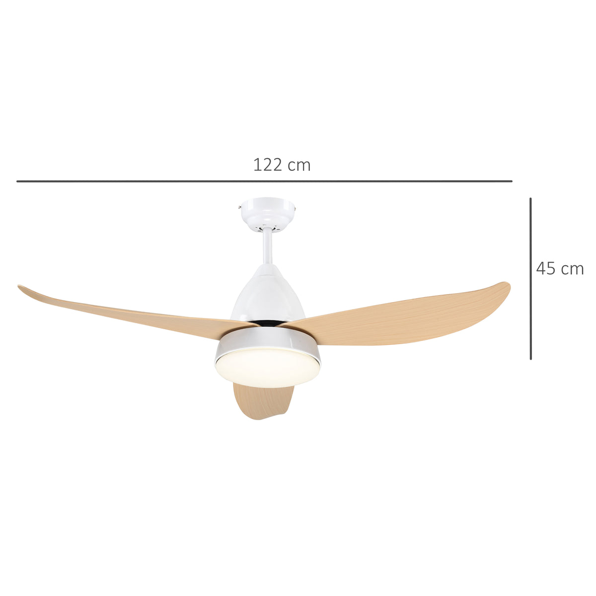 HOMCOM Deckenventilator mit LED-Licht 6 geräuscharme Geschwindigkeiten - Fernbedienung - Durchmesser 122 cm