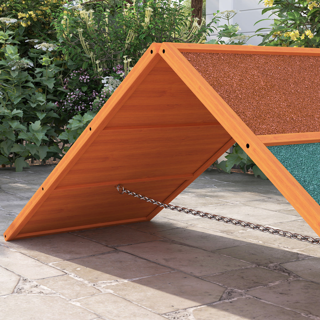 PawHut Agility Hunderampe, klappbar, verstellbare Höhe, rutschfest, Tannenholz, bis 40 kg, 173 x 59 x 66 cm, Orange/Grün