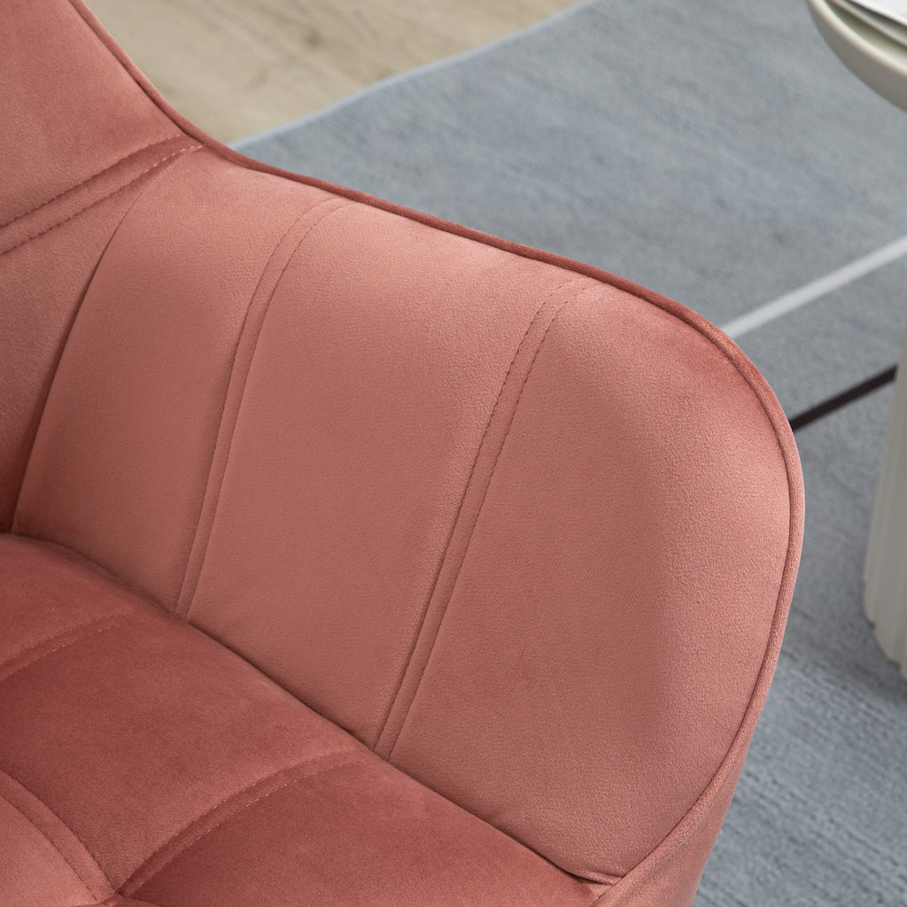HOMCOM Polstersessel, Akzentsessel, Skandi Design, Samtoptik, bis 120 kg, Kautschukholzbeine, Rosa