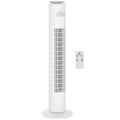 HOMCOM Turmventilator, Standventilator mit 3 Belüftungsstufen, Fernbedienung, 45W Ventilator mit 10H Timer, LCD-Anzeige, 70° Oszillation, für Schlafzimmer, Weiß