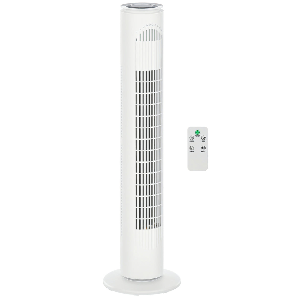 HOMCOM Turmventilator, Standventilator mit 3 Belüftungsstufen, Fernbedienung, 45W Ventilator mit 10H Timer, LCD-Anzeige, 70° Oszillation, für Schlafzimmer, Weiß