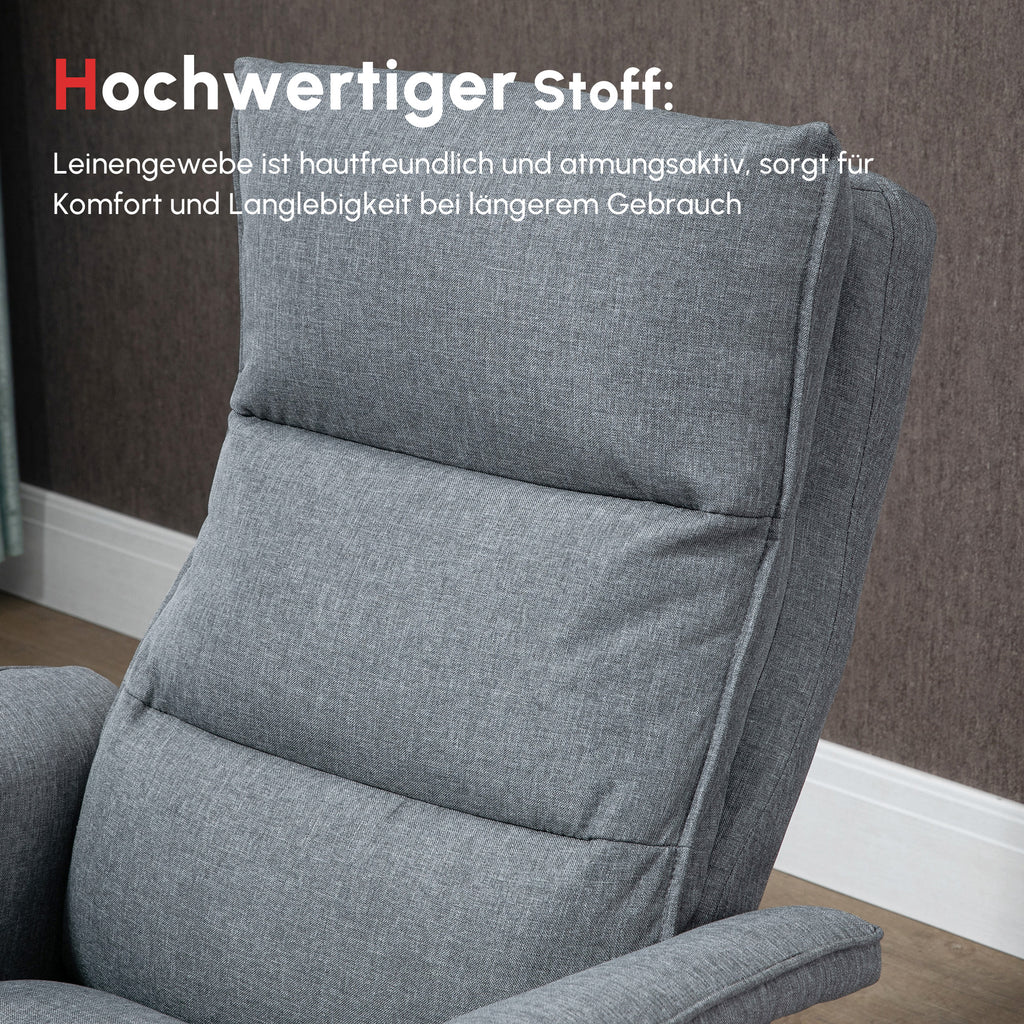 HOMCOM Massage-Bürostuhl mit Fußhocker, 8 Vibrationsköpfe, 1 Fernbedienung, 1 Seitentasche, Grau
