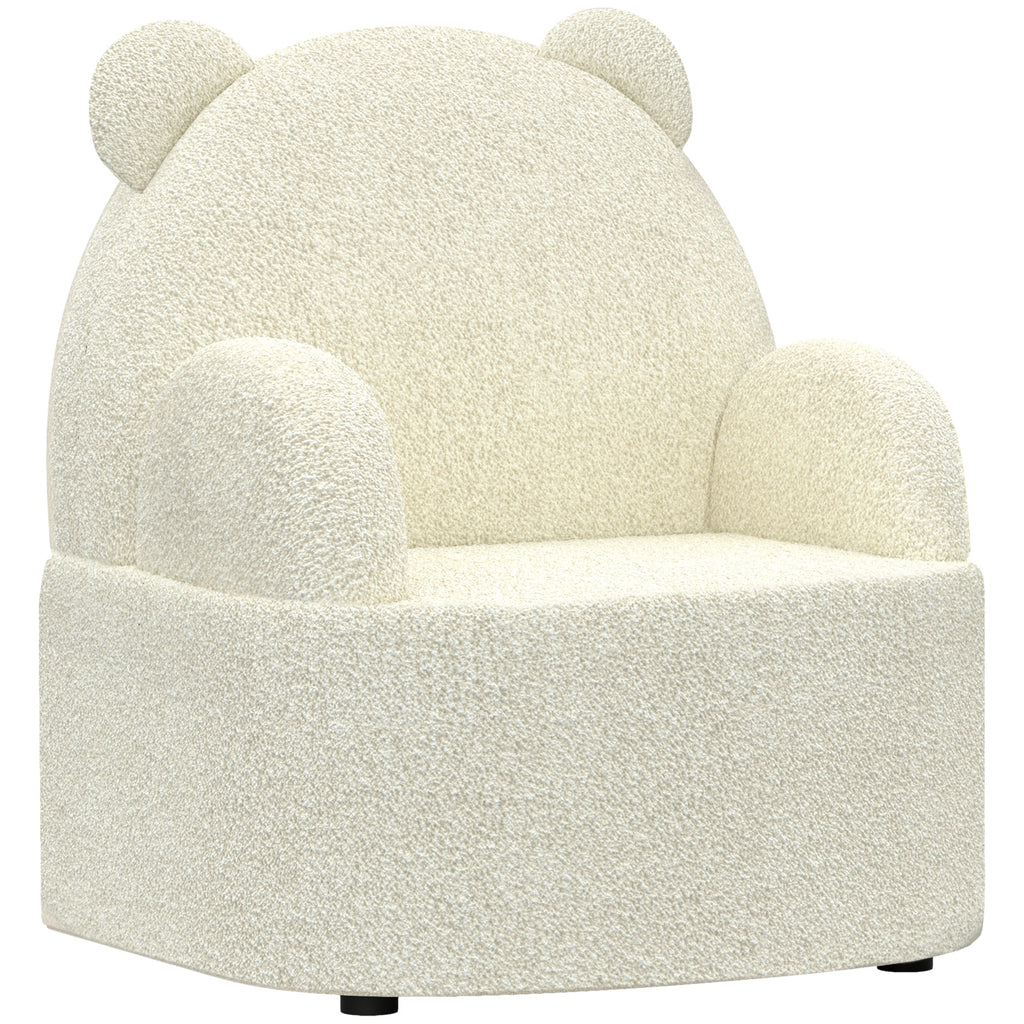 AIYAPLAY Kindersessel, Bärenform, weicher Teddyfleece, bis 3 Jahre, 52x48x59 cm, Beige