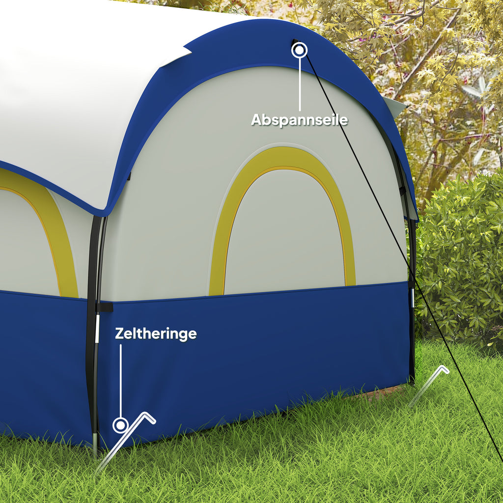 Outsunny Familien-Campingzelt, 2 Schlafzimmer, zentraler Raum, wasserdicht, Blau