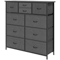 HOMCOM Kommode, Sideboard mit Stoffschubladen, 10 Fächer, Metallrahmen, 100x30x100cm, Schwarz