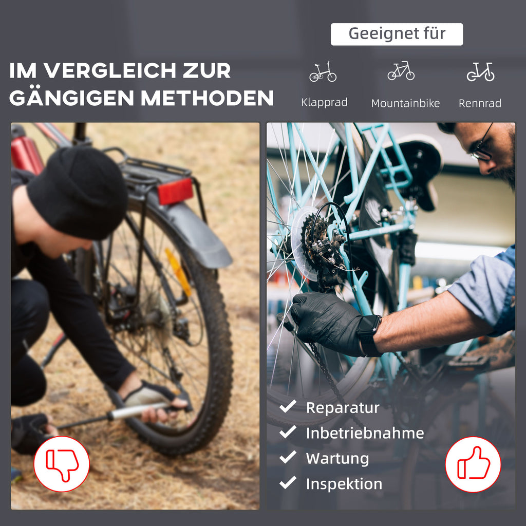 HOMCOM Fahrradmontageständer Reparaturständer Montageständer mit Werkzeugablage