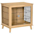 PawHut Transportbox aus Holz, Hundebox 81 cm x 58,5 cm x 76 cm Eiche Stahl Braun + Schwarz