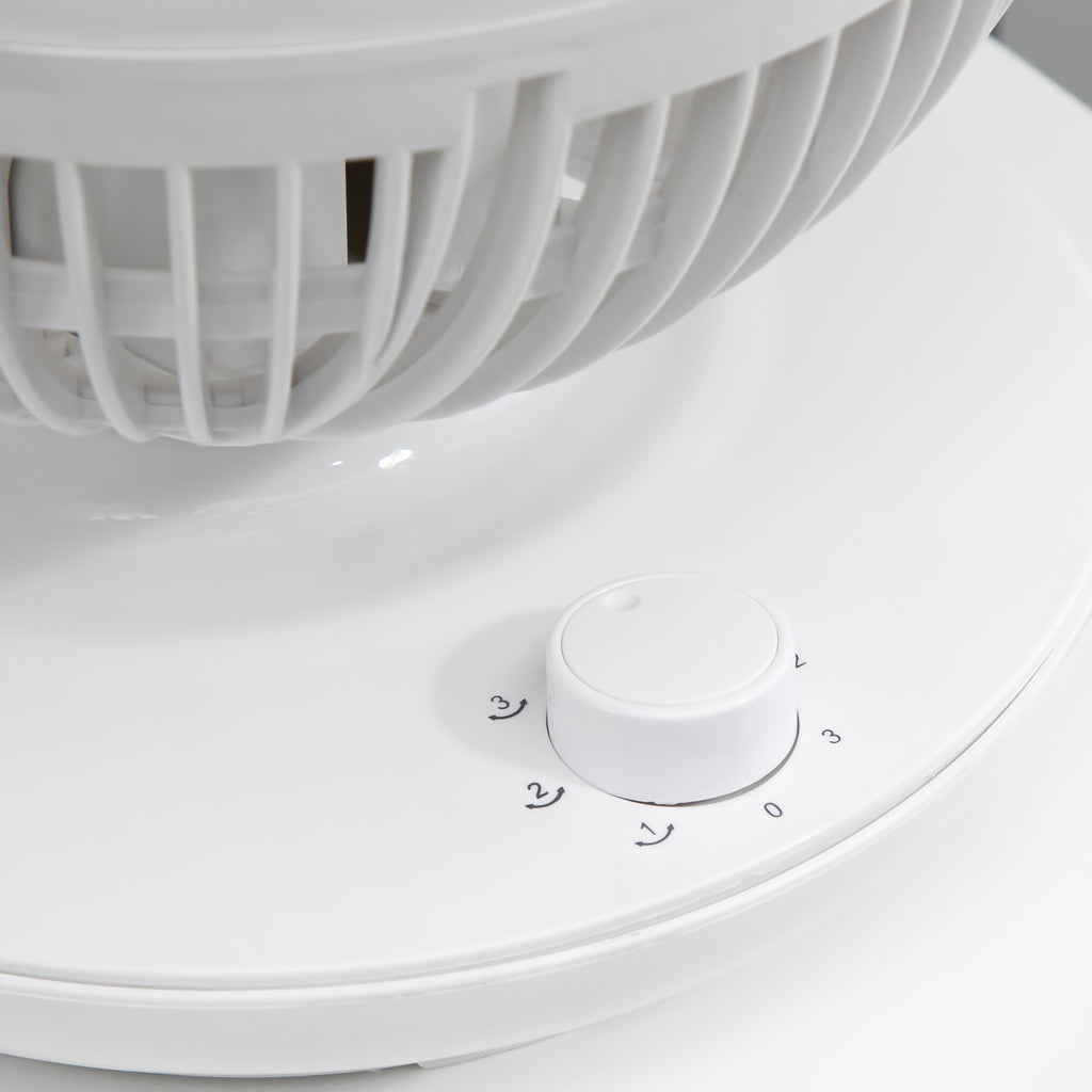 HOMCOM Tischventilator Umluftventilator 90° Kippfunktion 70° Oxidation 90° Schwenkbar Ventilator Lüfter 3 Geschwindigkeitsstufen ABS Kunststoff l Ø27 x 34H cm