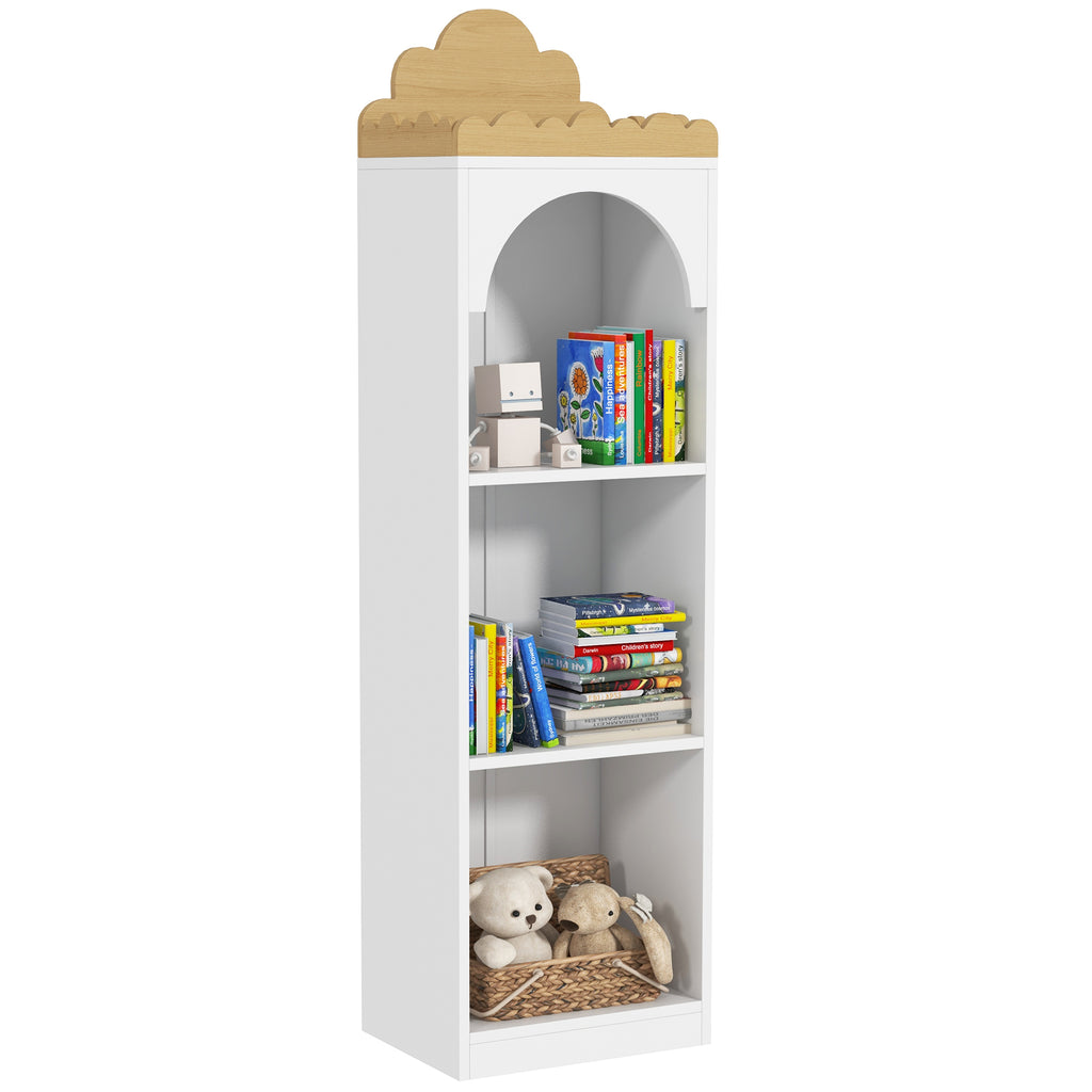 AIYAPLAY Kinderbücherregal mit 3 Ebenen niedliches Wolken-Design für Kinderzimmer Leseecke weiß