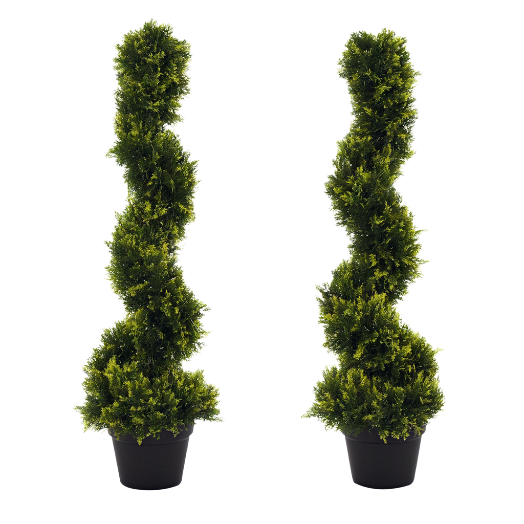 Outsunny Künstliche Spiralpflanze, Spiral-Zedernbaum mit Topf, 90 cm, künstliche Zeder für Außen- und Innendekoration, Grün