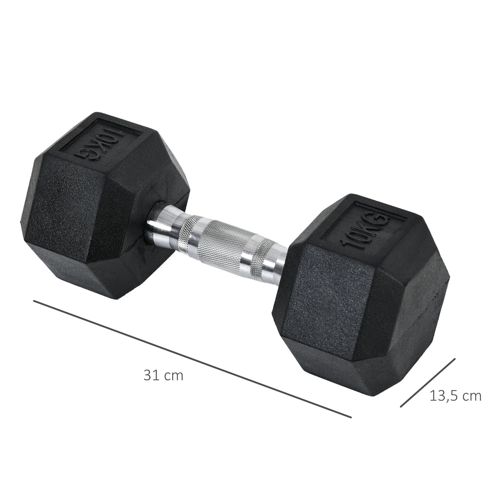 HOMCOM Hantelset, 2er Set Hanteln mit gerändeltem Griff, Kurzhantelset aus Gusseisen, 2 x 10 kg, Kurzhanteln für Männer und Frauen, Dumbbell Set für Zuhause, Fitnessstudio, Krafttraining