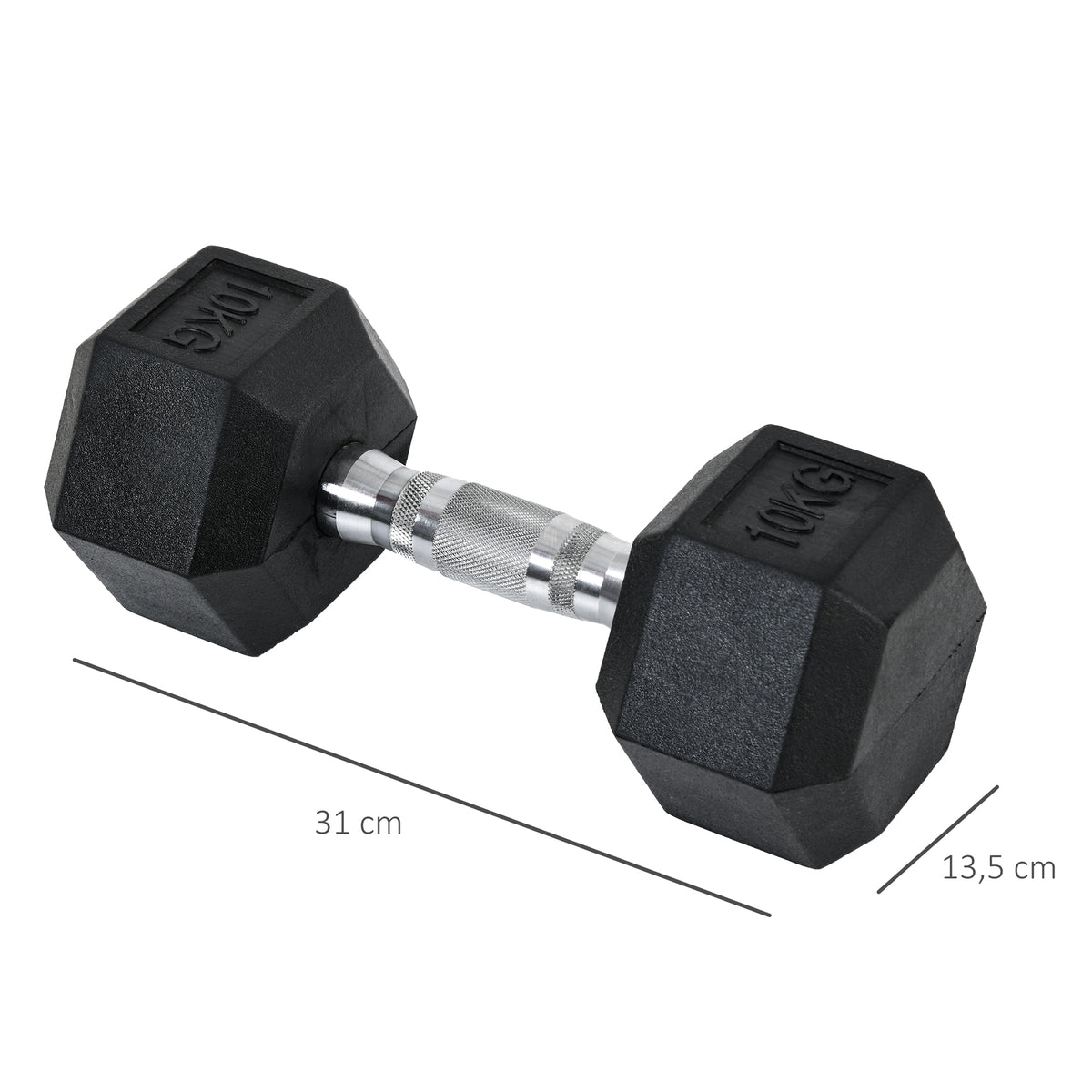 HOMCOM Hantelset, 2er Set Hanteln mit gerändeltem Griff, Kurzhantelset aus Gusseisen, 2 x 10 kg, Kurzhanteln für Männer und Frauen, Dumbbell Set für Zuhause, Fitnessstudio, Krafttraining