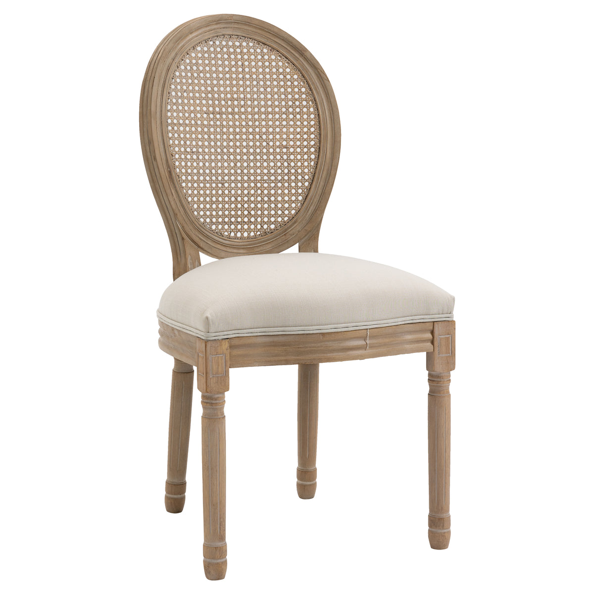 HOMCOM 2er-Set Küchenstühle Polsterstühle Wienergeflecht, Massivholz, 49 cm x 56 cm x 96 cm, Cremeweiß +Natur