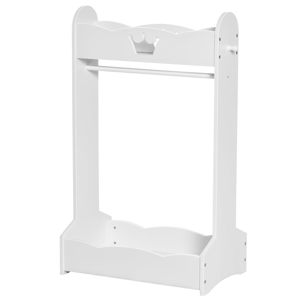 HOMCOM Kinder-Kleiderständer Garderobenständer mit Kleiderstange Kinderzimmer für 3-8 Jahre Kinder Weiß MDF Kiefernholz 70,5 x 37 x 103 cm