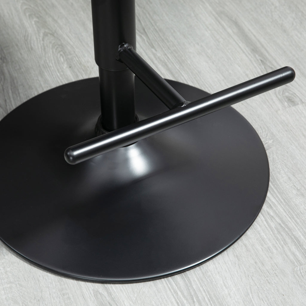 HOMCOM Barhocker 2er Set, Gepolstert Barstuhl aus Stahl und Massivholz, Höhenverstellbar Küchenstühle mit Fußstütze, 360° Drehbar, Tresenhocker für Küche, Wohnzimmer, Esszimmer, Schwarz+Kaffee