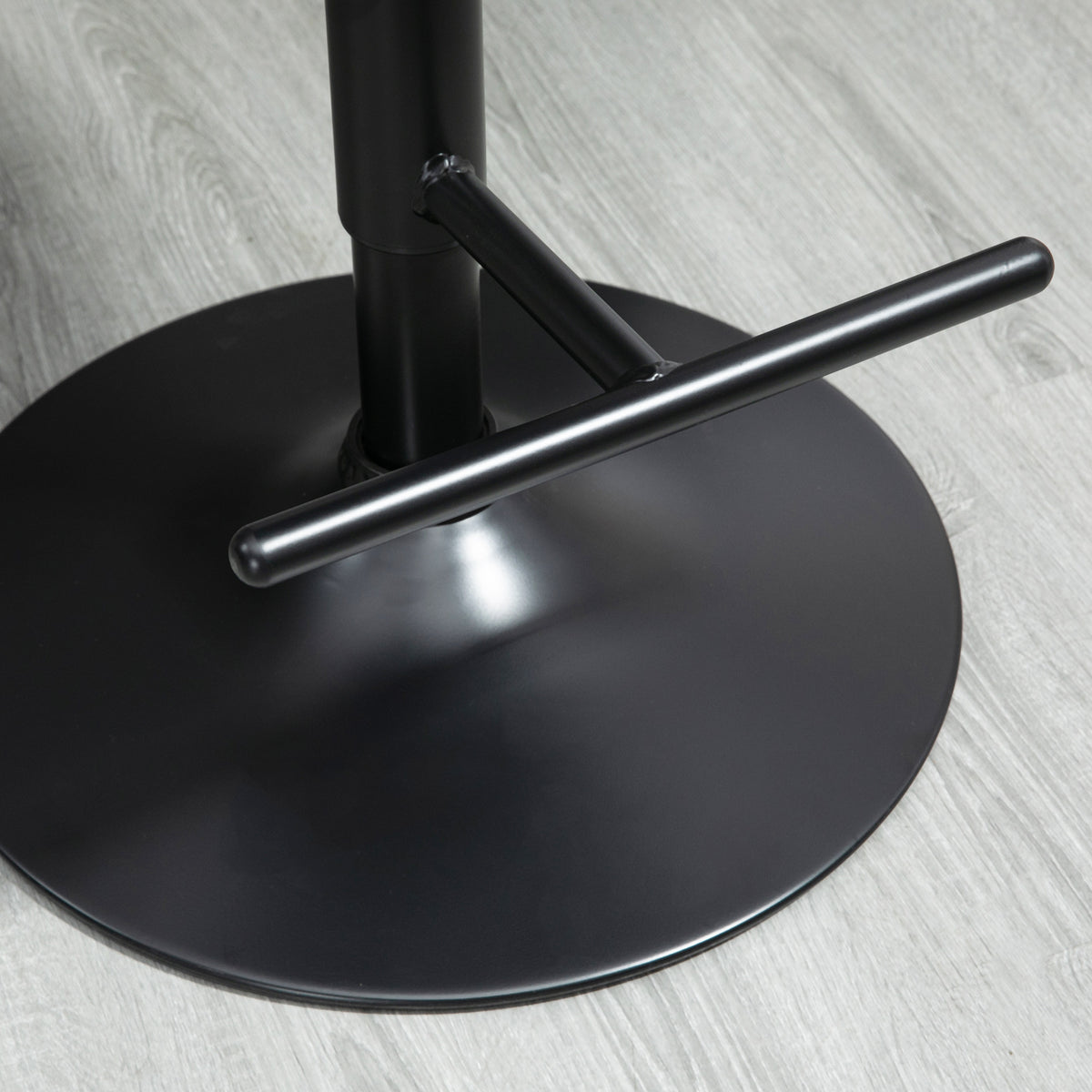 HOMCOM Barhocker 2er Set, Gepolstert Barstuhl aus Stahl und Massivholz, Höhenverstellbar Küchenstühle mit Fußstütze, 360° Drehbar, Tresenhocker für Küche, Wohnzimmer, Esszimmer, Schwarz+Kaffee