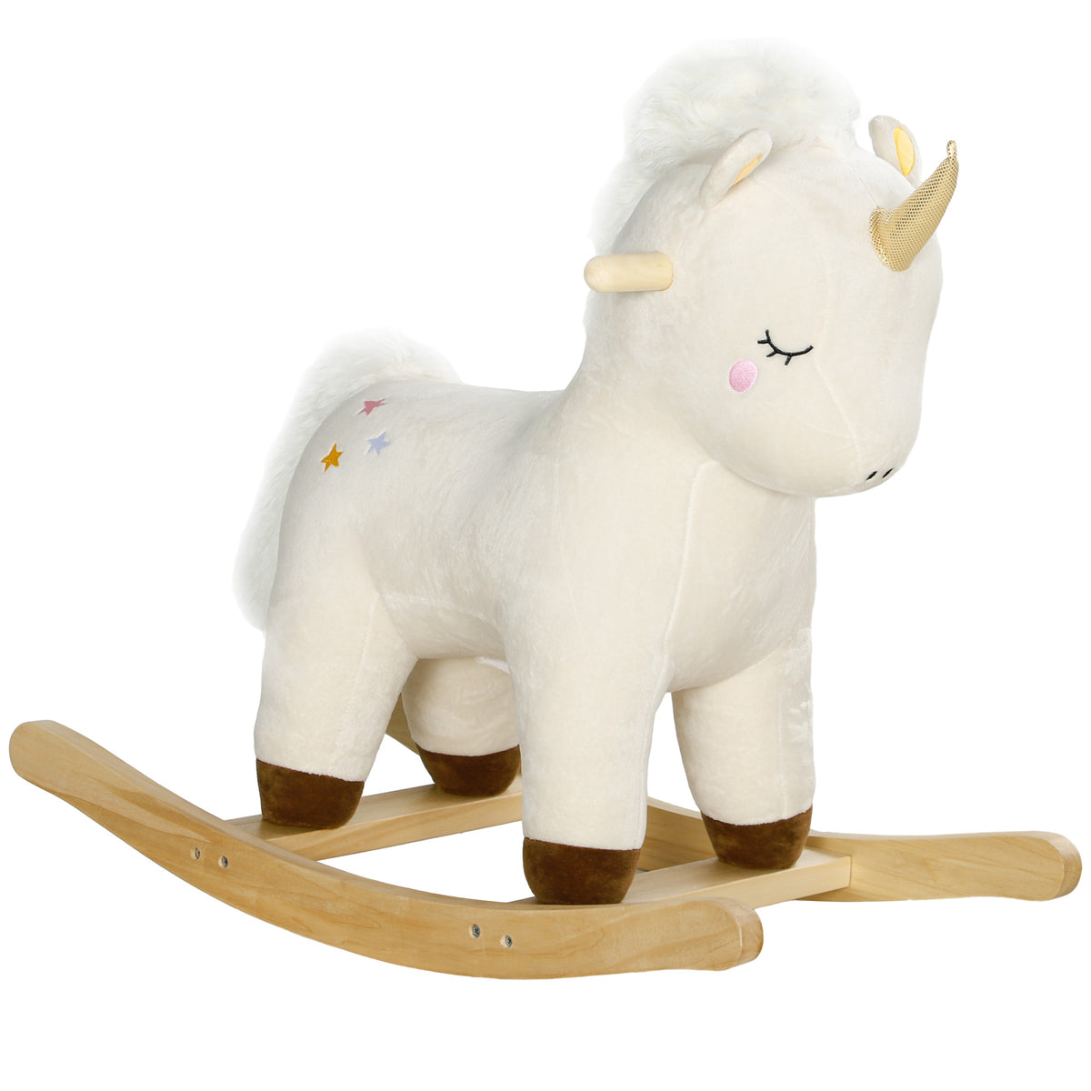 AIYAPLAY Schaukelpferd im Einhorn-Design, mit Soundeffekten, weicher Sitz, für Kinder im Alter von 2-4 Jahren, Weiß