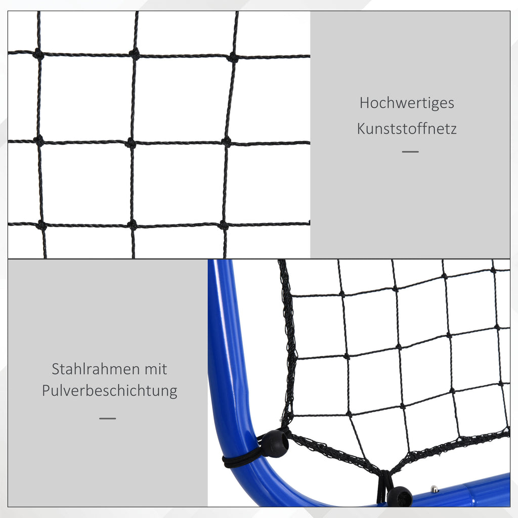 HOMCOM Rebounder für Fußball, verstellbar Prellwand mit 5 Winkelpositionen und Rückprallwand Netz, 100 x 95cm Kickback Tor Fußballtor für Jugendliche, Rückprallwand für Handball Training, Blau