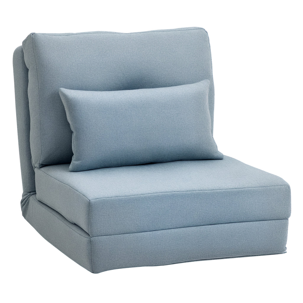 HOMCOM Bodensessel Klappmatratze Schlafmatte, 2-in-1-Design, abnehmbares Kissen, 60 x 80 x 56 cm, Himmelblau