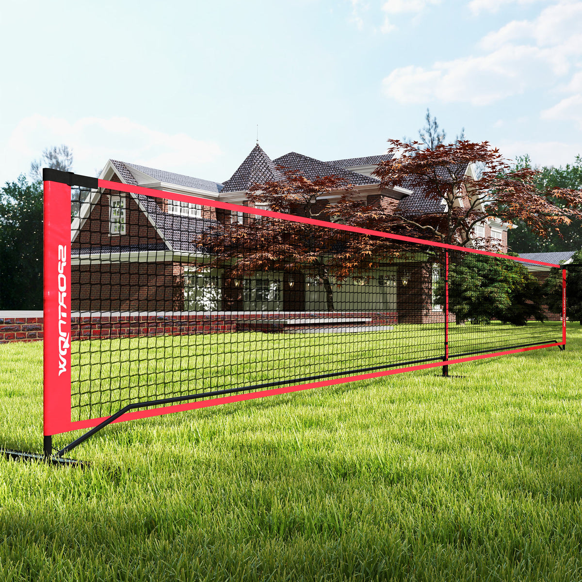SPORTNOW Pickleball-Set mit Netz, Ständer, Bällen, Stahl, Kunststoff, Rot