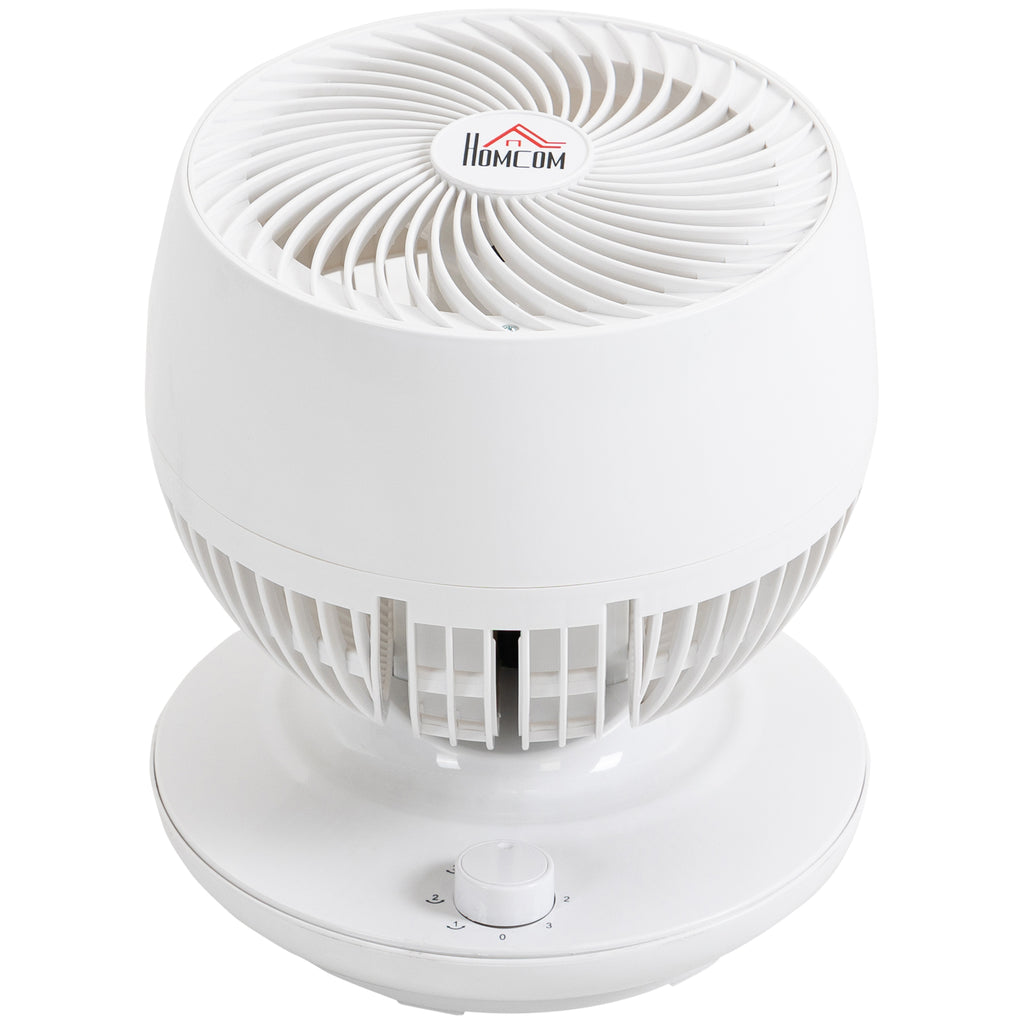 HOMCOM Tischventilator Umluftventilator 90° Kippfunktion 70° Oxidation 90° Schwenkbar Ventilator Lüfter 3 Geschwindigkeitsstufen ABS Kunststoff l Ø27 x 34H cm