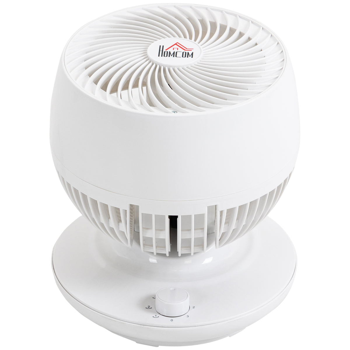 HOMCOM Tischventilator Umluftventilator 90° Kippfunktion 70° Oxidation 90° Schwenkbar Ventilator Lüfter 3 Geschwindigkeitsstufen ABS Kunststoff l Ø27 x 34H cm
